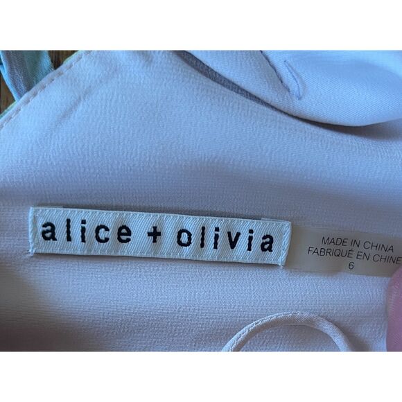 ALICE + OLIVIA Multicolor Orly Hankerchief Summer Maxi Dress   Women's Size 6 - Picture 4 of 9